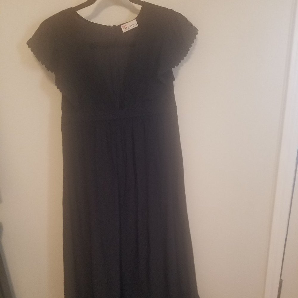 RED Valentino Black Silk Midi Dress